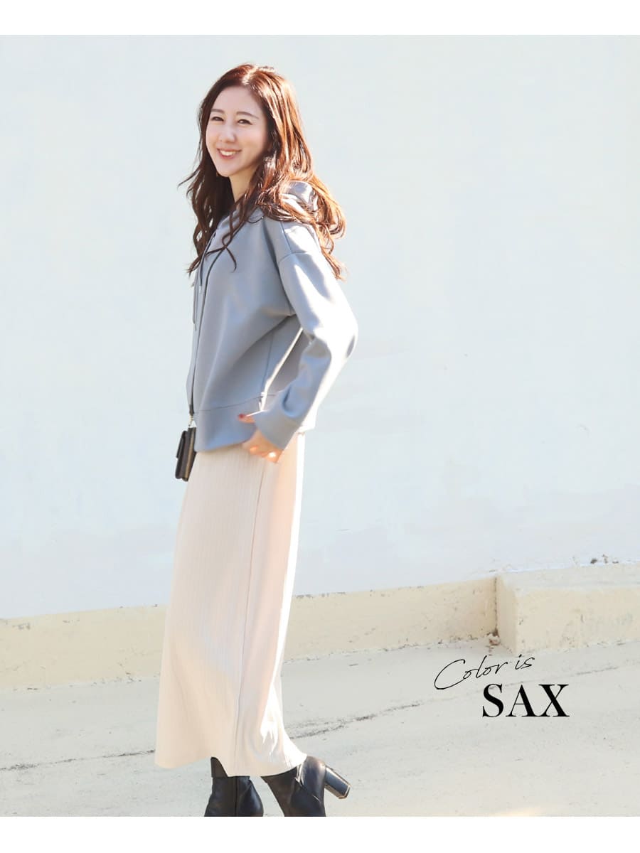 マタニティ 服 授乳服 簡単授乳口付き！ダンボールパーカー×テレコスカート・ドッキングワンピース スリットタイプ 【587338】 | Milk tea | 02