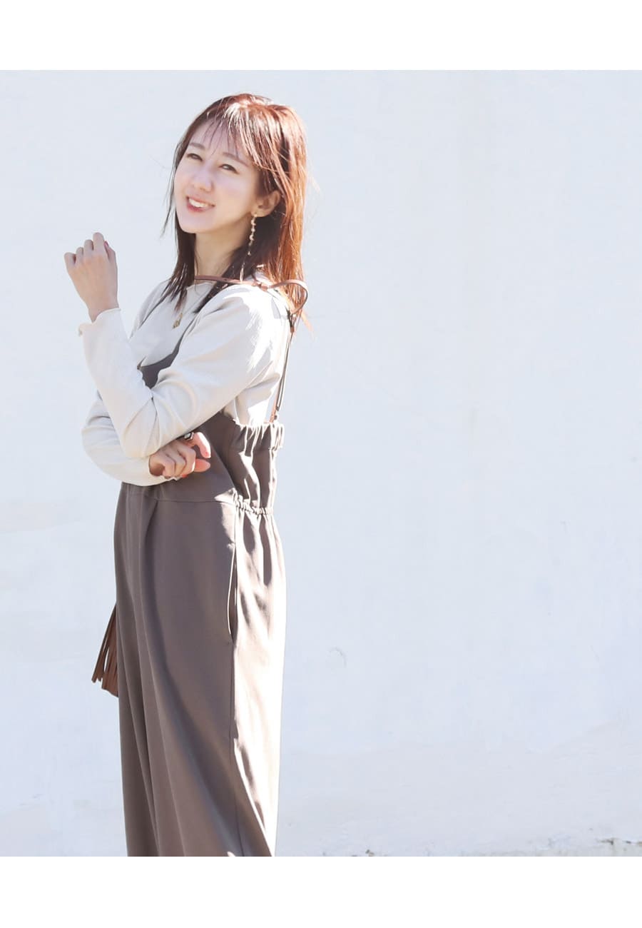 Milk tea マタニティ 服 授乳服 ジョーゼットサロペット×フリル
