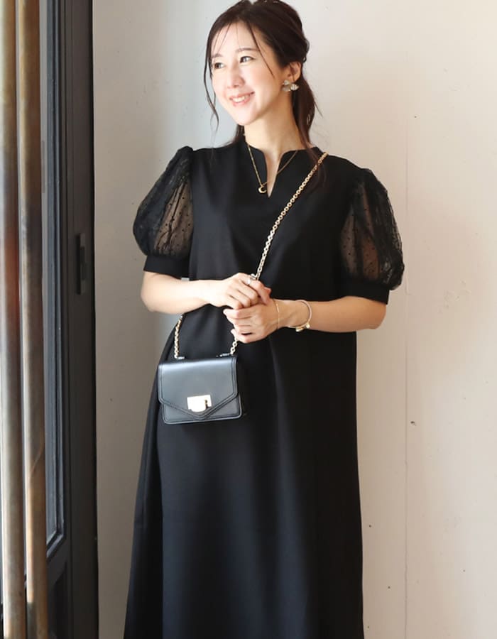 ＜授乳服・マタニティ＞ボトムスが選べる！ジョーゼットバックレースセットアップ2点セット