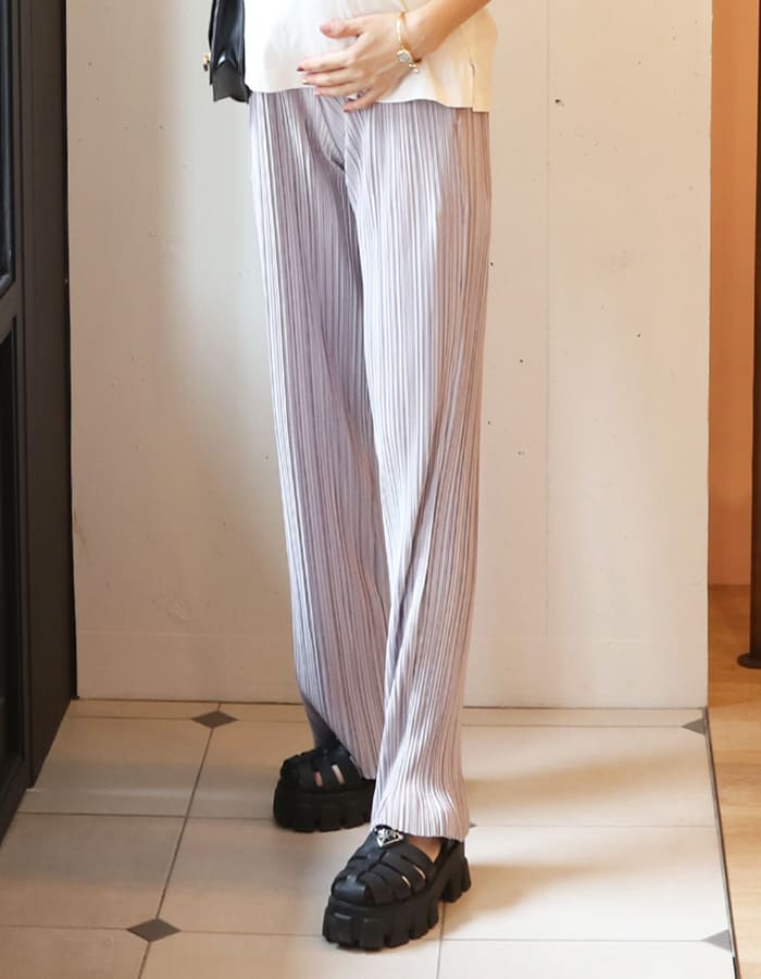 ＜マタニティパンツ・産後パンツ＞お好みの長さに丈がカットできる！マイレングス プリーツマタニティパンツ