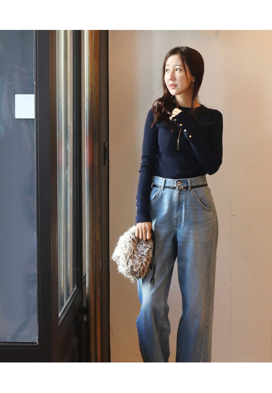 マタニティ 服 授乳服 授乳ケープみたいに使える!ニコラ・リブニット&ゴールドボタンプルオーバー ジッパータイプ 【6421270】 ニットトップス Milk tea 関連画像4