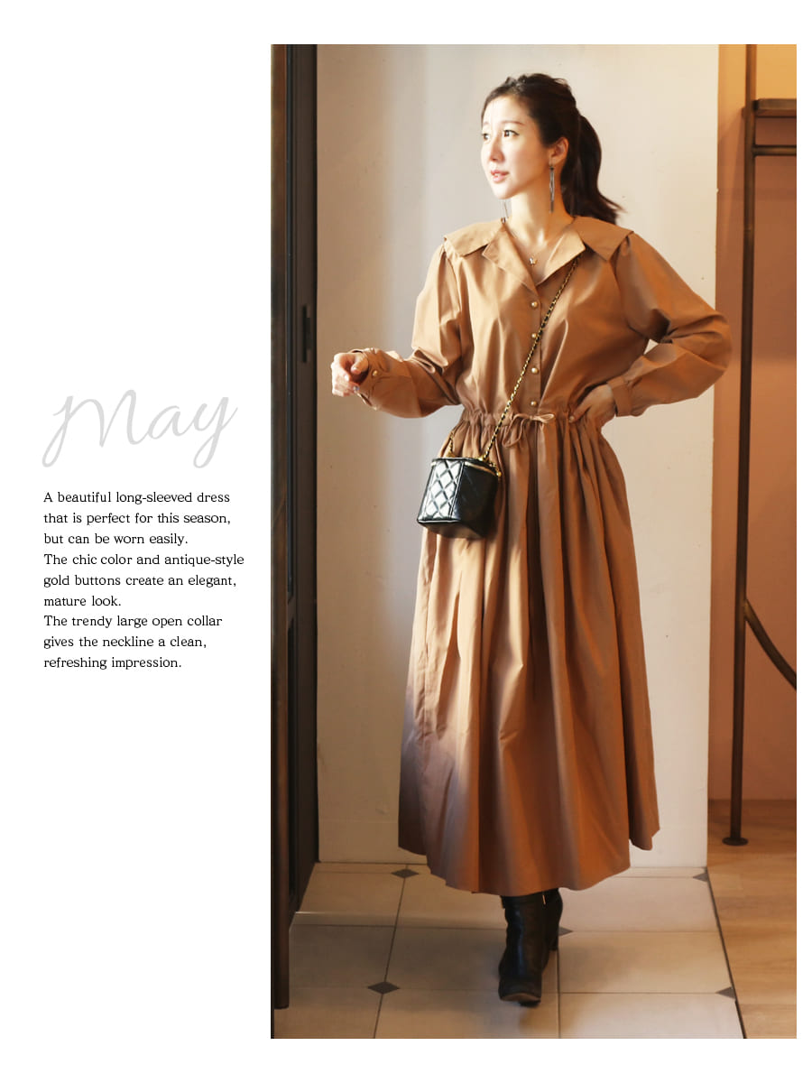 マタニティ 服 授乳服 メイ・アンティークゴールドボタン＆リボン  