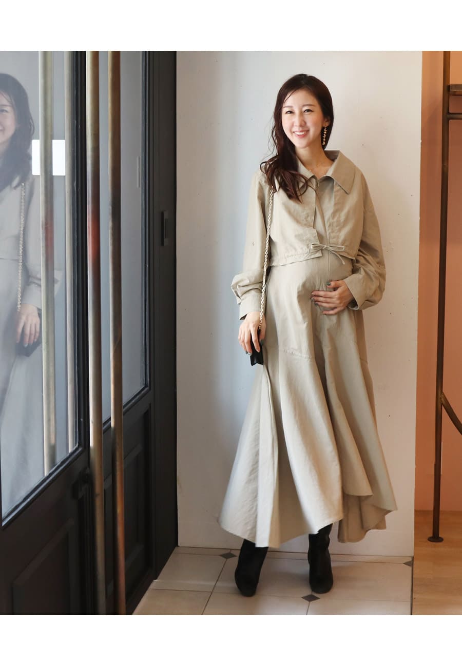 マタニティ 服 授乳服 エブリン・裾リボンショートブルゾン 