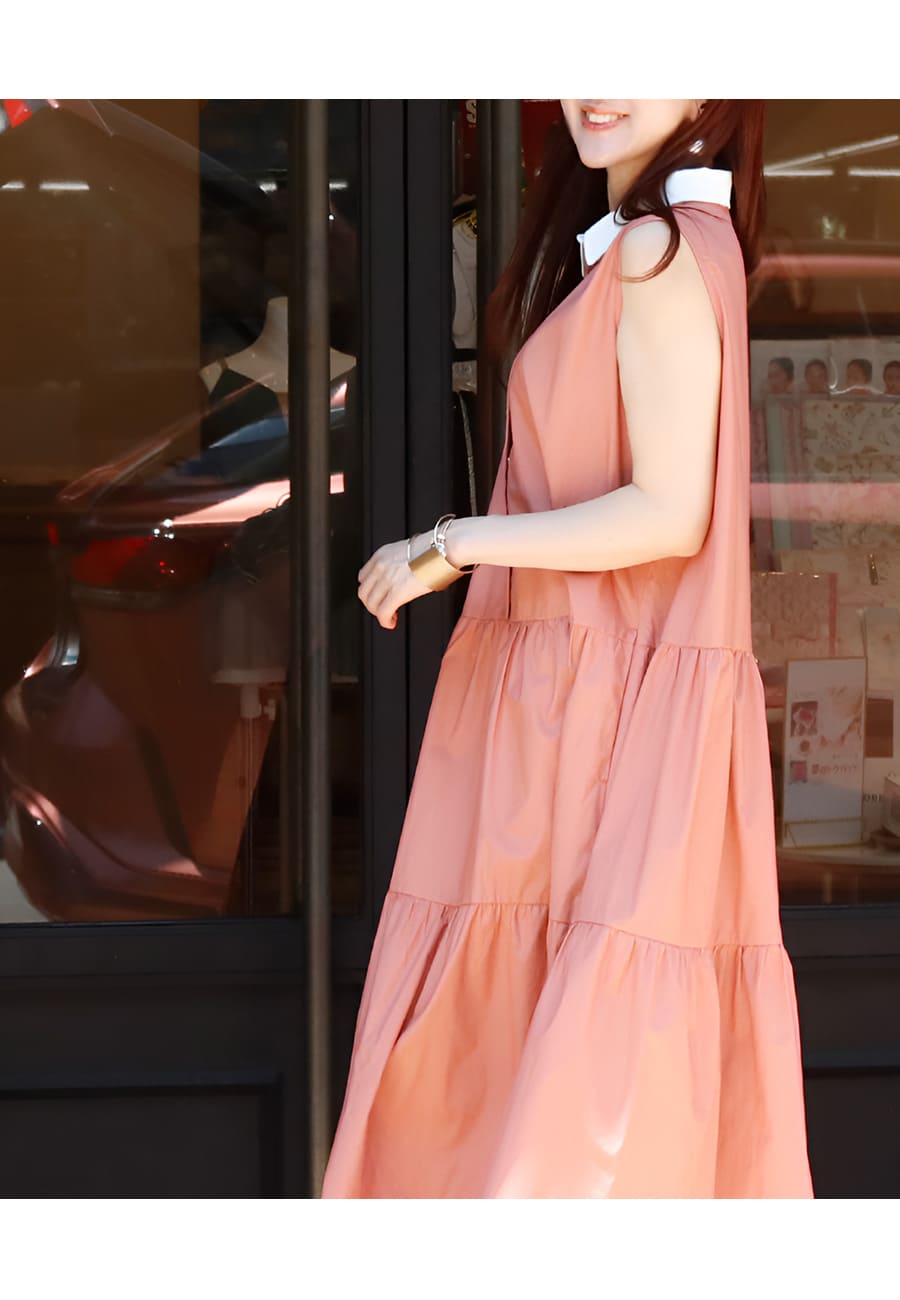 マタニティ 服 授乳服 ウィロウ・上品カラーティアードノースリーブ 