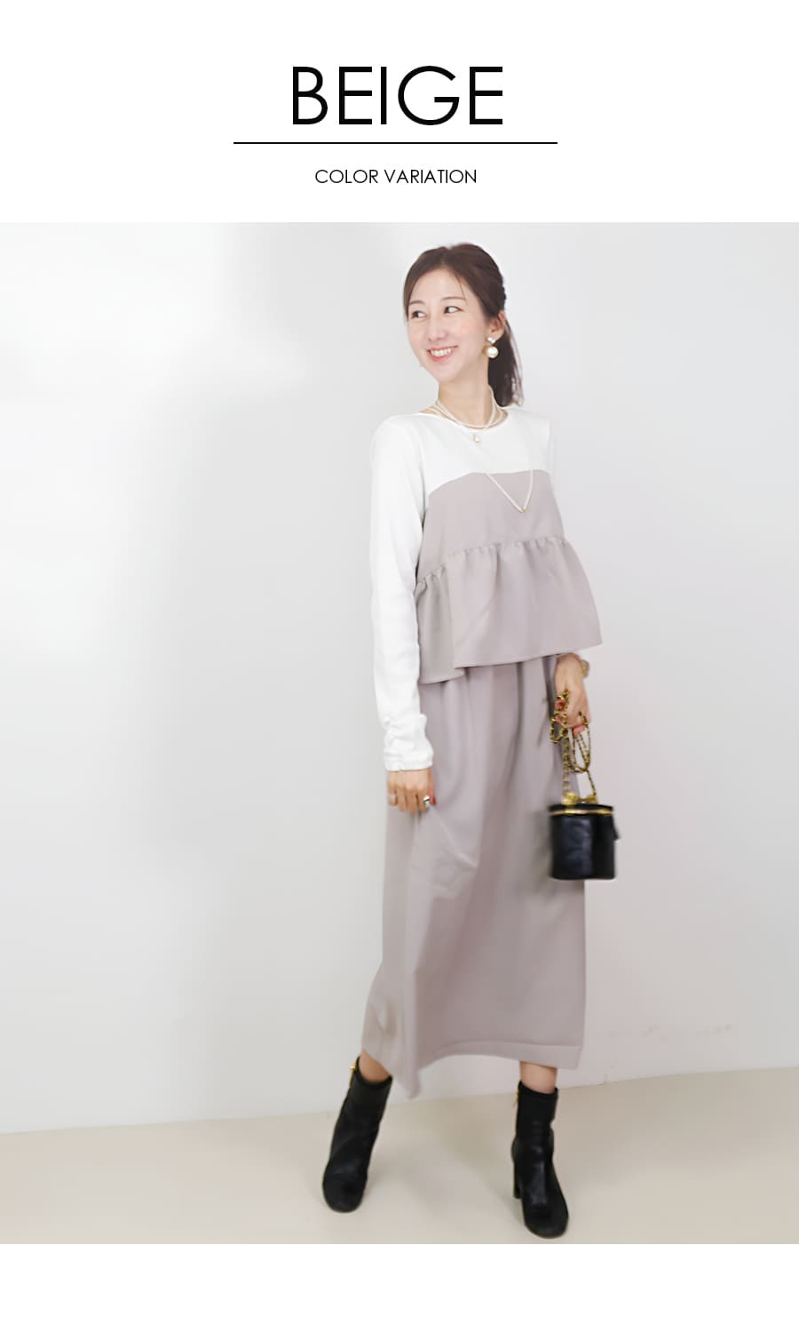 マタニティ 服 授乳服 ペプラムフレアドッキングワンピース スリットタイプ 【582135】  ジャンスカ フォーマル お宮参り |  | 13