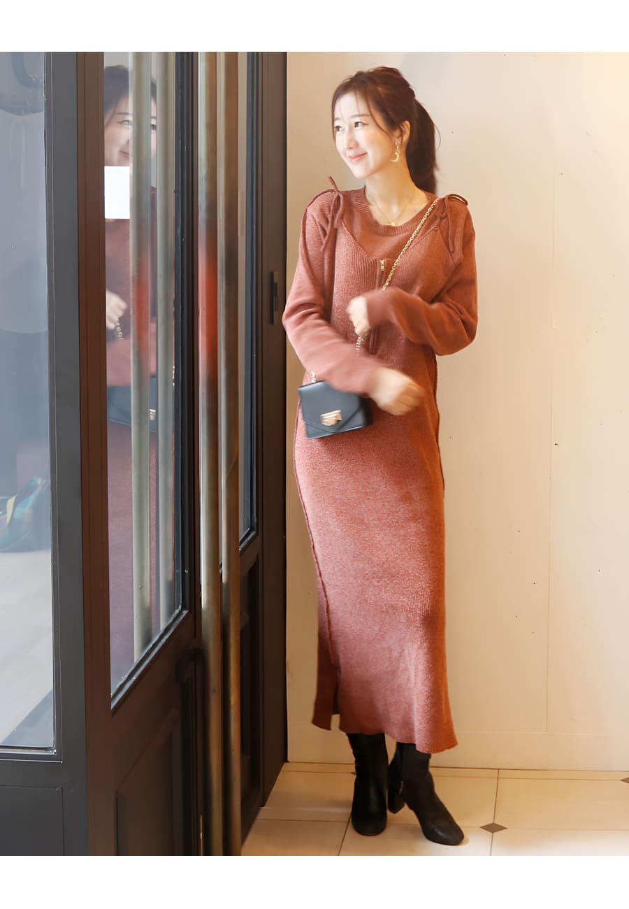 SALE マタニティ 服 授乳服 モールヤーンキャミワンピアンサンブル2点セット ジッパータイプの授乳口 【582150】 |  | 16