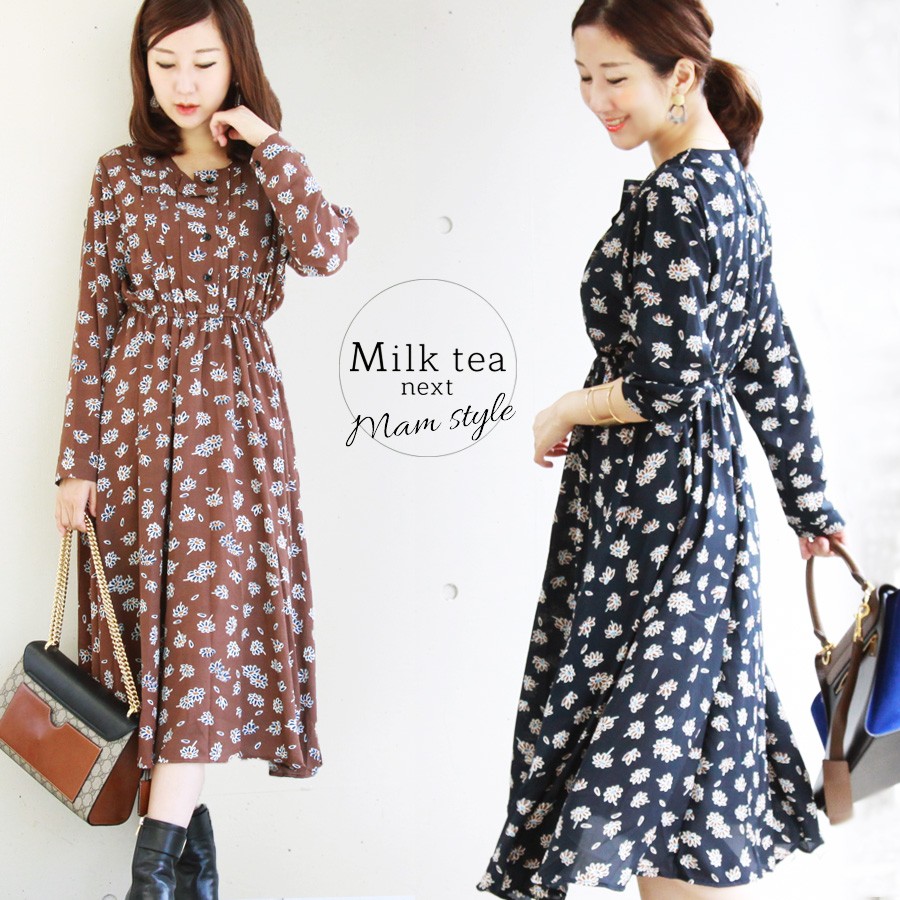 レディース ワンピース Milk tea next コスモス・シフォンワンピース