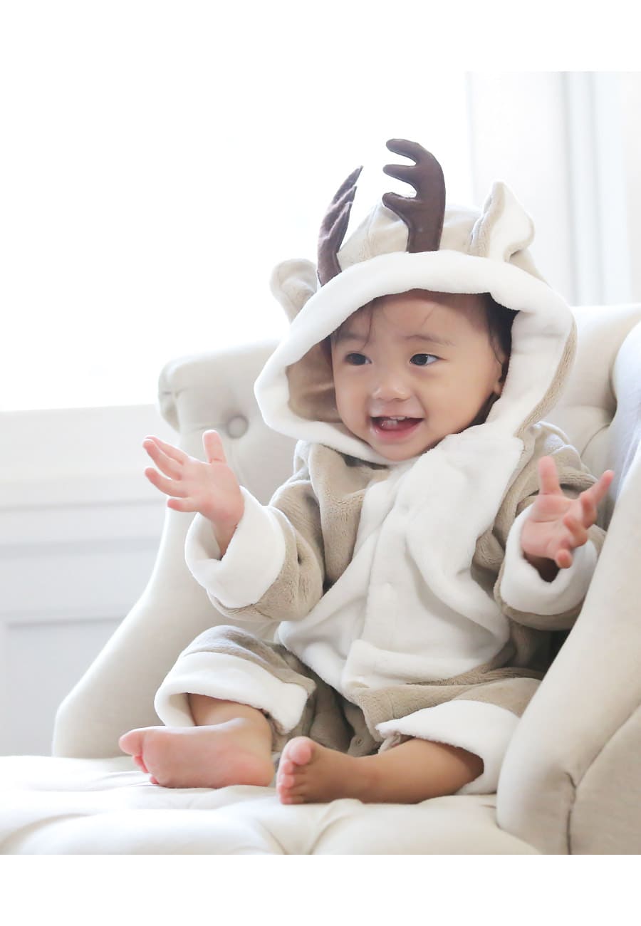 Milk tea キッズ ベビー クリスマスなりきりトナカイさんロンパース 