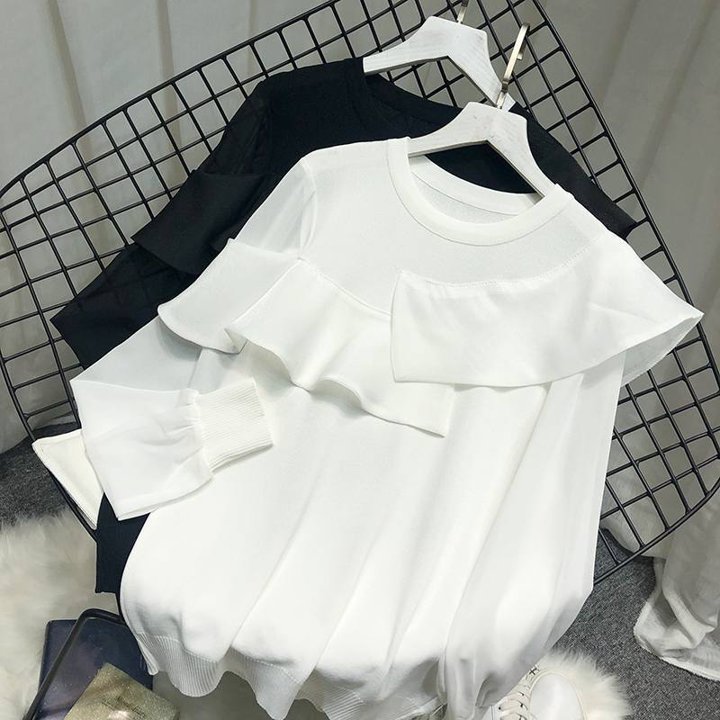 トップス Tシャツ カットソー ニットソー プルオーバー 白シャツ 白トップス 袖あり 半袖 長袖 パフスリーブ ラウンドネック クルーネック アシンメトリー