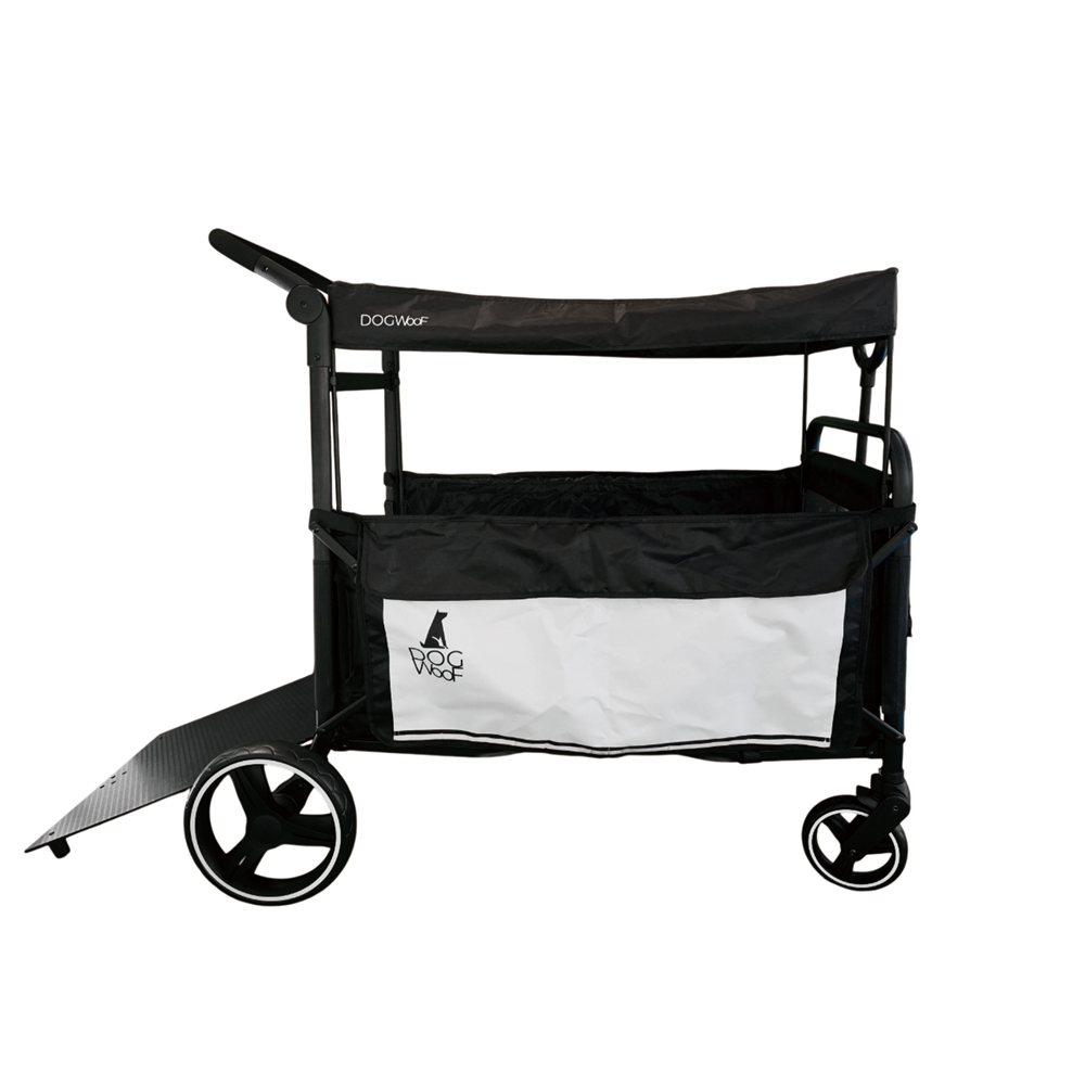 DOGWooF スロープ付きペットカート 屋根付き 大型犬対応 耐荷重60kg