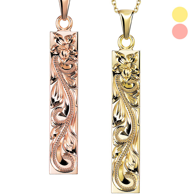 【新品 30%off 送料無料】 ハワイアンジュエリー スクエア ペアネックレス K10あずきチェーン太さ0.7mm 名入れ 刻印無料 CG-GP123P K14ゴールド 14金 CG-GP123P 【BCD1290803945】(47190円)