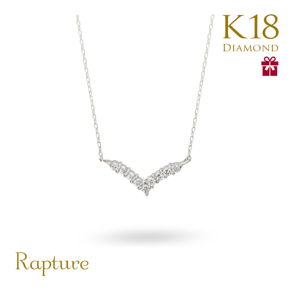 mimiusa【美品】K18 天然ダイヤ0.10ct ストレートネックレス Rapture（アクセサリー） K18ゴールド ネックレス ダイヤモンド