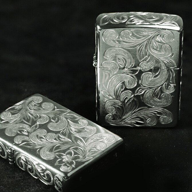 ZIPPO ペアジッポー オイルライター シルバー925 全面5面ハワイアン