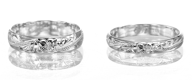 プラチナ ペアリング ハワイアンジュエリー 刻印無料 指輪 2個セット 1号〜19号 幅4mm×幅3mm 厚み1.1mm プラチナ950 PT950 白金 小さいサイズ | ハワイアンジュエリー | 06