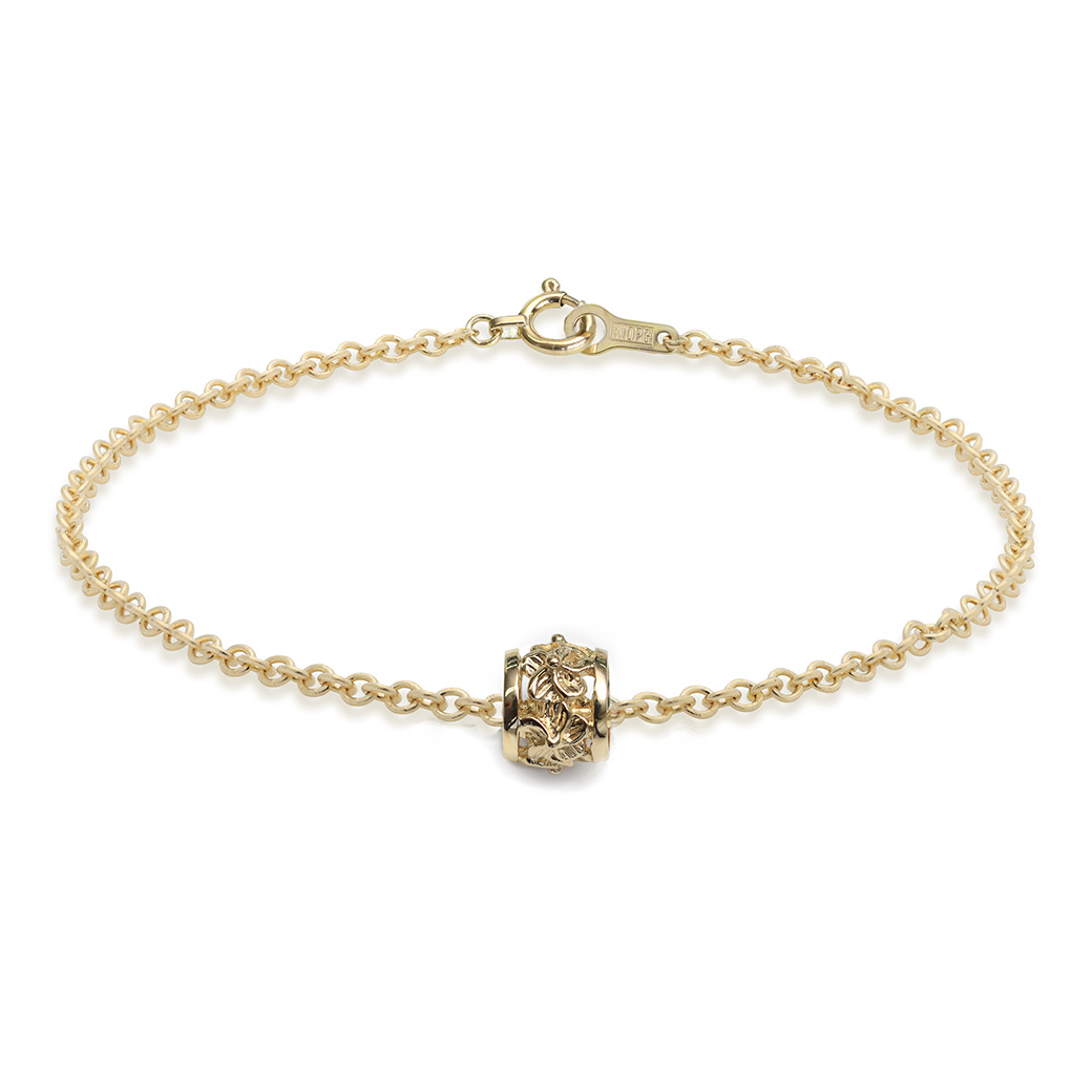 ハワイアンジュエリー ブレスレット K14ゴールドハイビスカス 透かし  