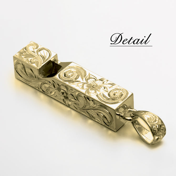 ハワイアンジュエリー ホイッスル 笛 ネックレス 刻印無料 誕生石入れ