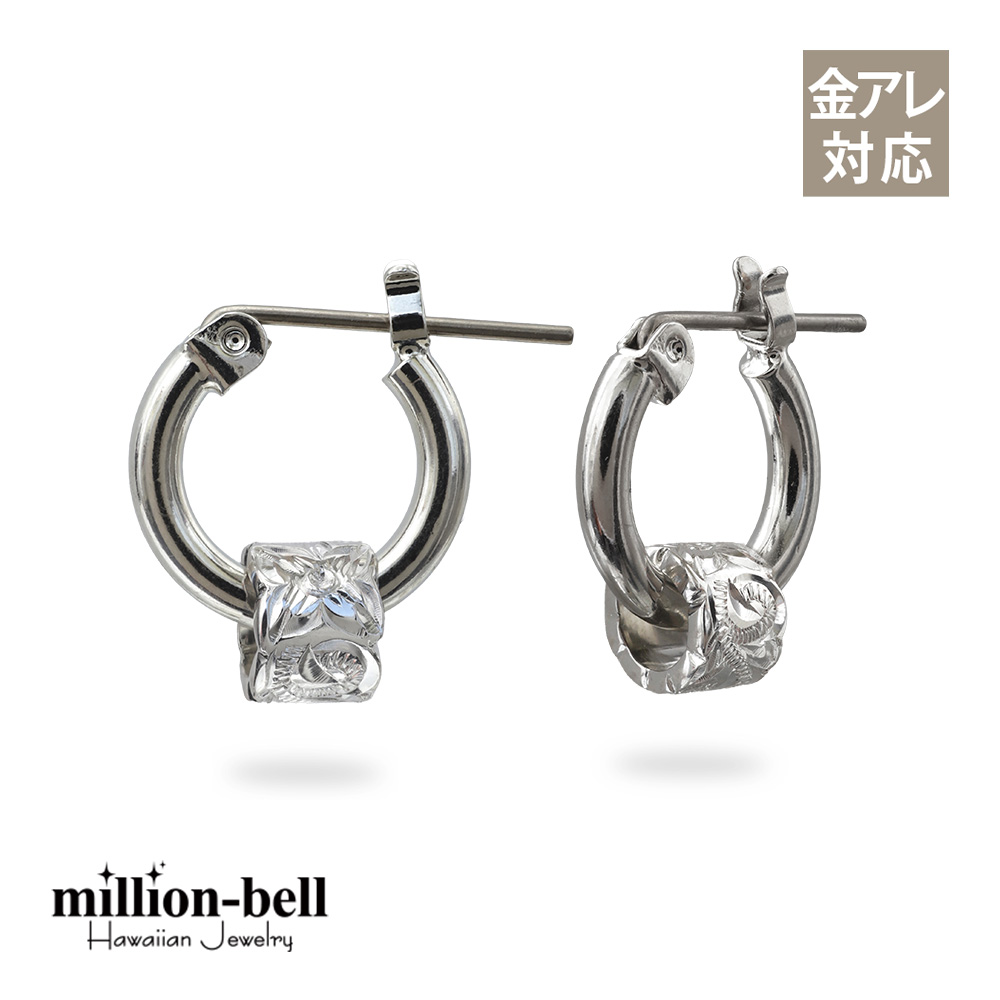 ハワイアンジュエリー カットアウトチューブ フープピアス 幅12mm  金属アレルギー対応 純チタンポスト HE-SP3236