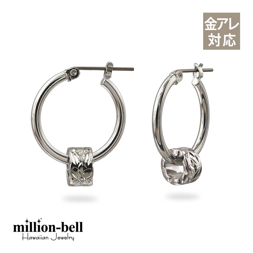 ハワイアンジュエリー マイレ カットアウトチューブ フープピアス 幅20mm  金属アレルギー対応 純チタンポスト HE-SP3251