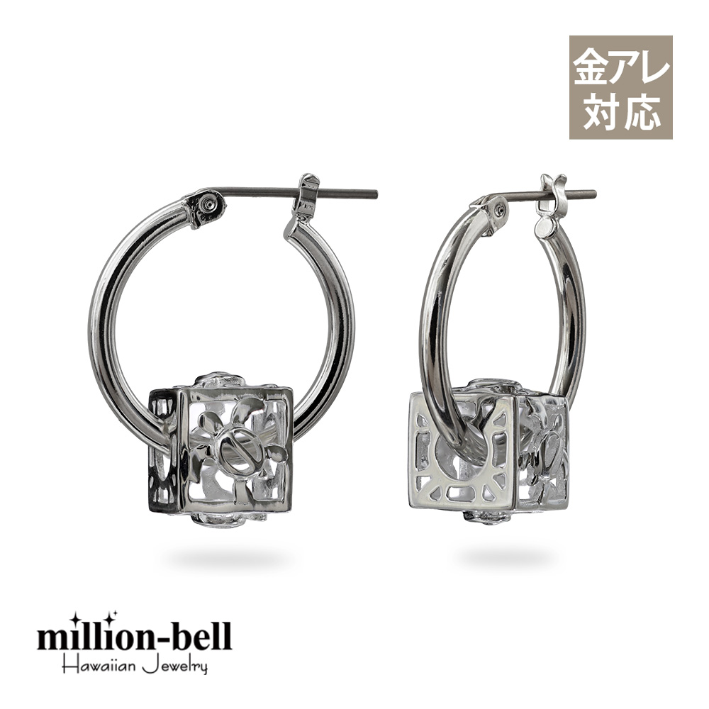 ハワイアンジュエリー ホヌキューブ フープピアス 幅20mm  金属アレルギー対応 純チタンポスト HE-SP36101