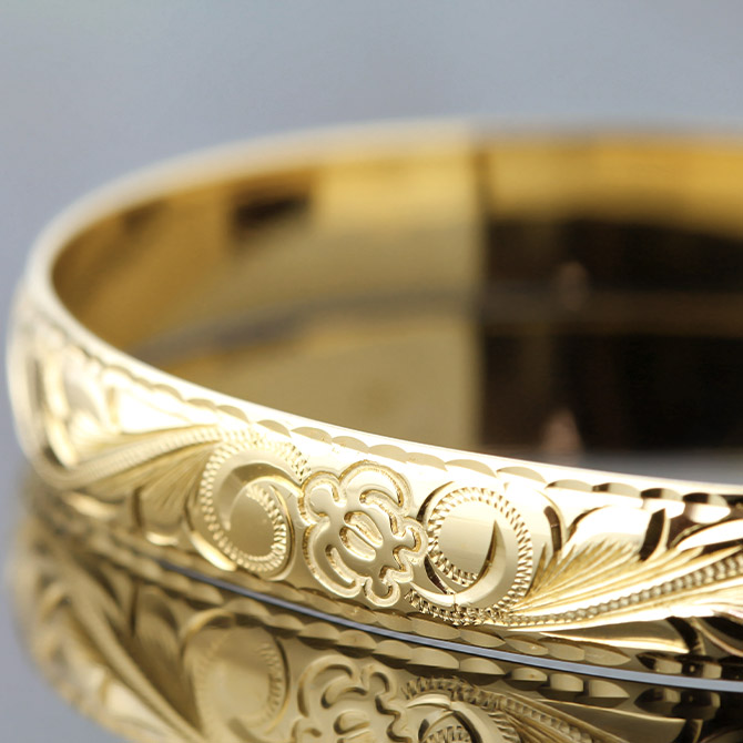 ハワイアンジュエリー バングル オーダーメイド 刻印無料 誕生石 名