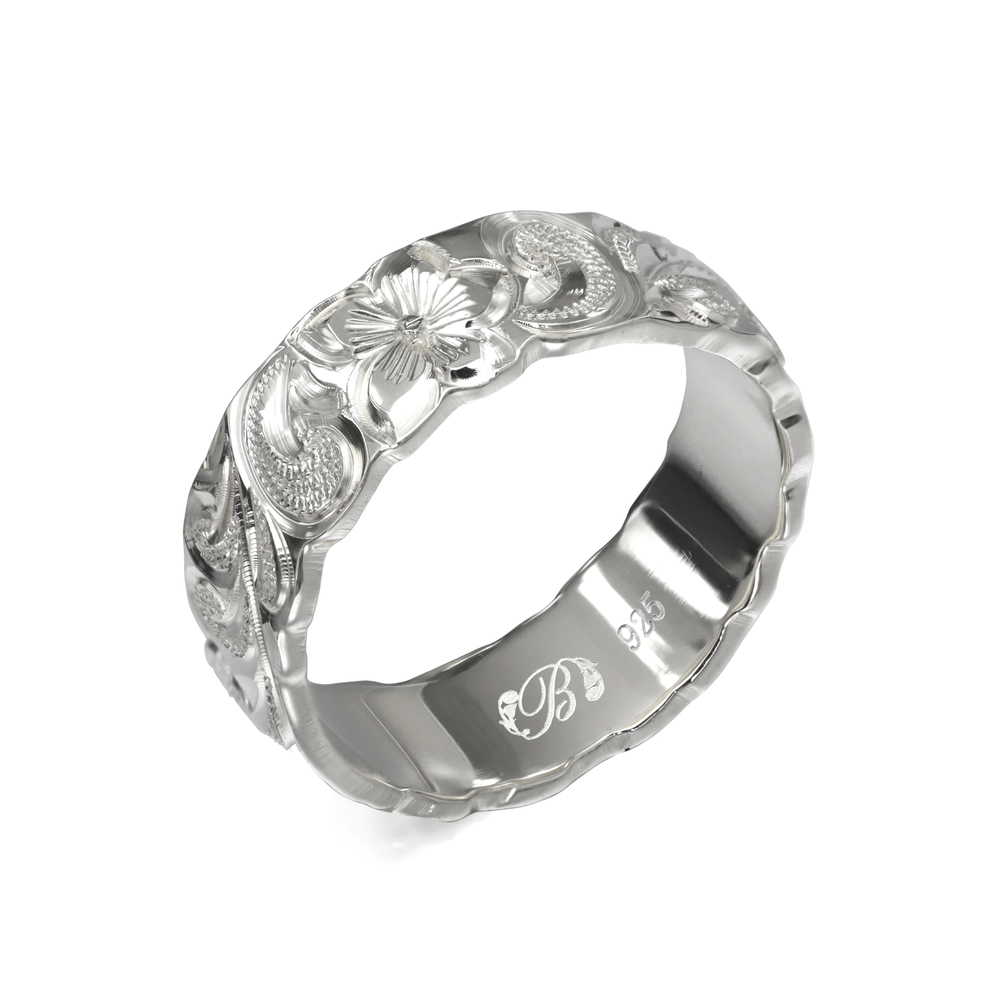 ハワイアンジュエリー オーダーメイド リング 指輪 リング 幅6mm 厚み1.5mm バレル シルバー925 カレイキニ カットアウト SB6E-A15