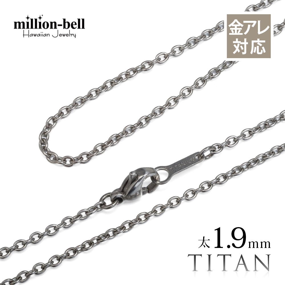 純チタン あずき ネックレス チェーン 太さ1.9mm TICH250