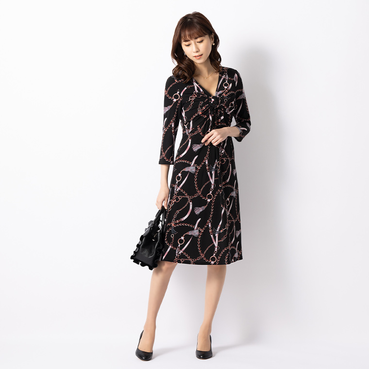 関税送料込【MACDUGGAL】ミディワンピース フリル 半袖 ブラック opg1-050003_4.jpg
