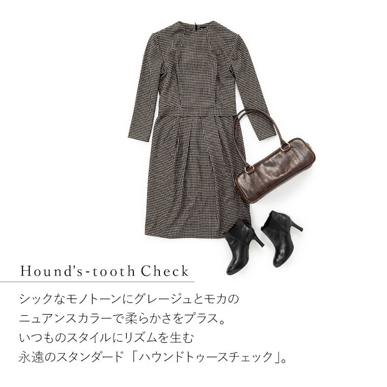 mimigrant ワンピース レディース コクーン ハウンドトゥースチェック