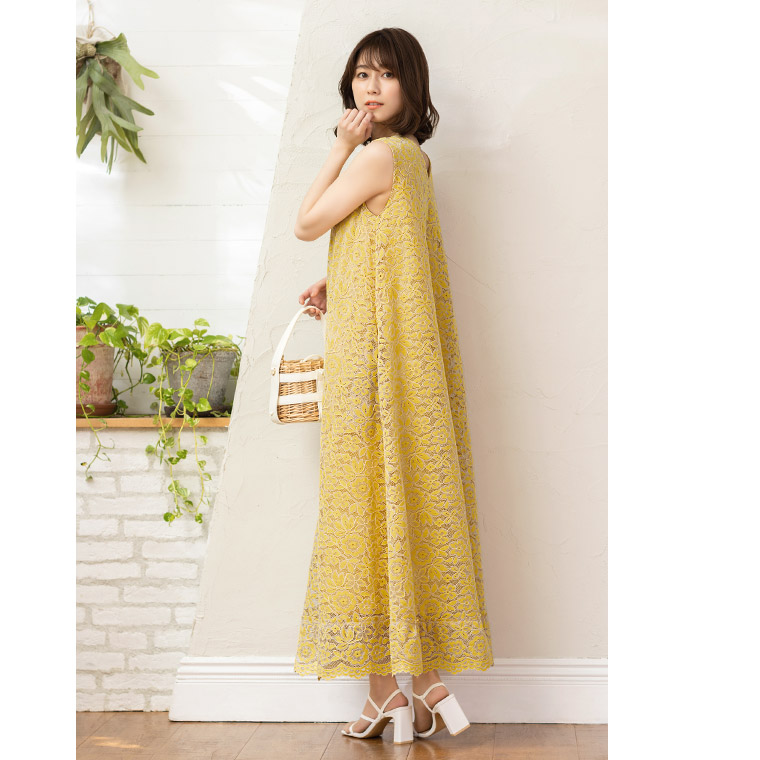 美品✨ヌキテパ コットンボイルワンピース マキシ丈 フリル