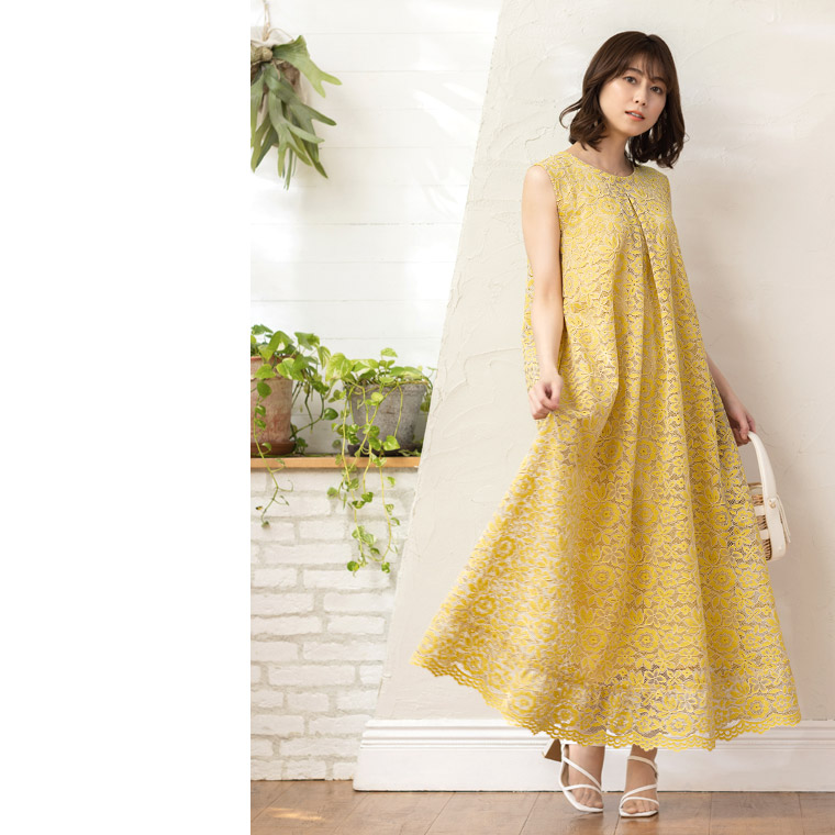 mimigrant ワンピース 2WAYマキシ丈ワンピース レース oplw6