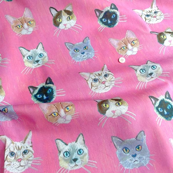 猫柄生地 nora. Cat Face （50cm単位） : 猫雑貨MIMIKOBO - 通販