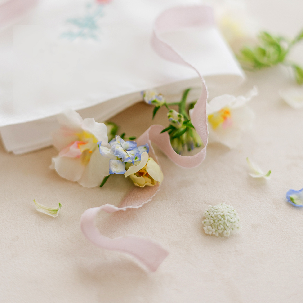 イニシャル ペア ブライダルハンカチ 刺繍 2枚 セット シンプル