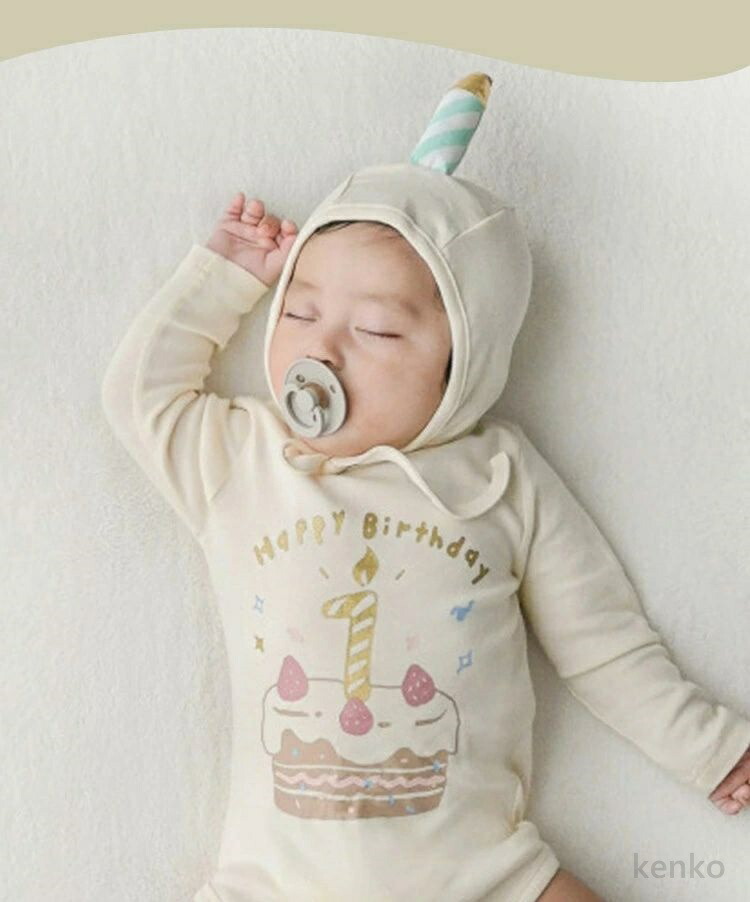 送料無料】ベビー ロンパース 誕生日 2点セット 長袖 男の子 女の子