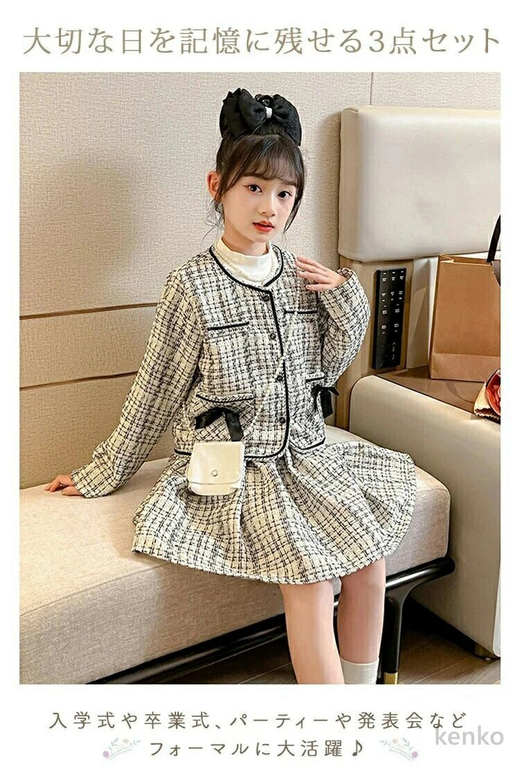 送料無料】子供 フォーマル 入学式 卒業式 スーツ 女の子 アンサンブル