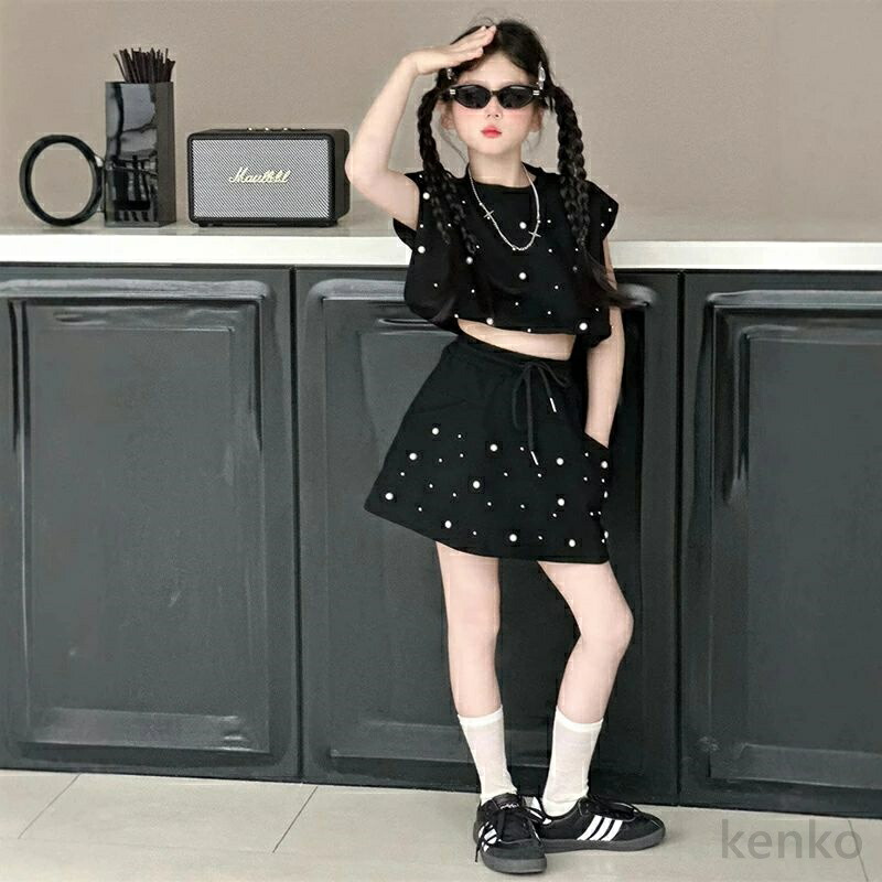 送料無料】韓国子供服 女の子 夏服 セットアップ 上下セット Tシャツ +