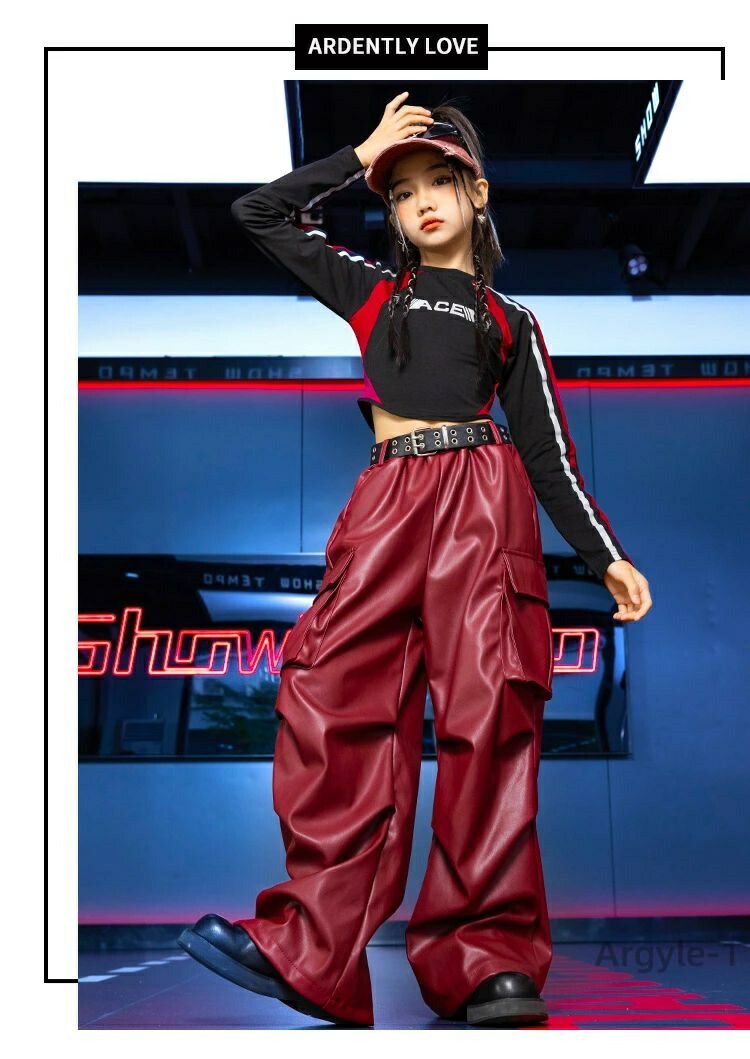 ダンス衣装 セットアップ 赤黒（レディースファッション