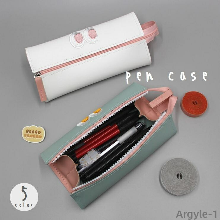 ①☆外観美品☆ トゥルース クレヨン ペンケース ミニポーチ 小物入れ etc 文房具 筆箱 目玉 顔 フェイス ポーチ カラフル ペン入れ レザー調