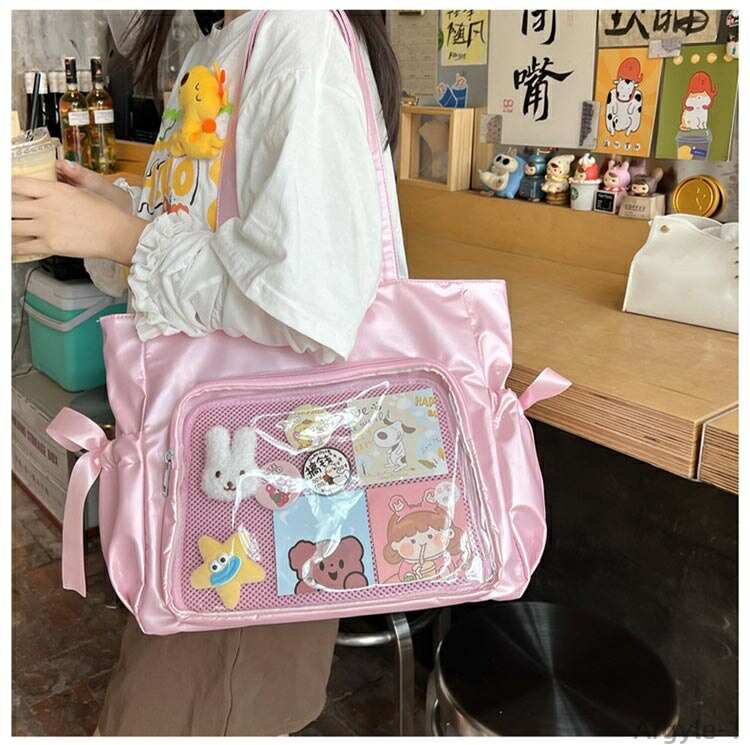痛バッグ トートバッグ A4 隠せる 両面使える 小さめ 痛バ 缶バッジ 缶