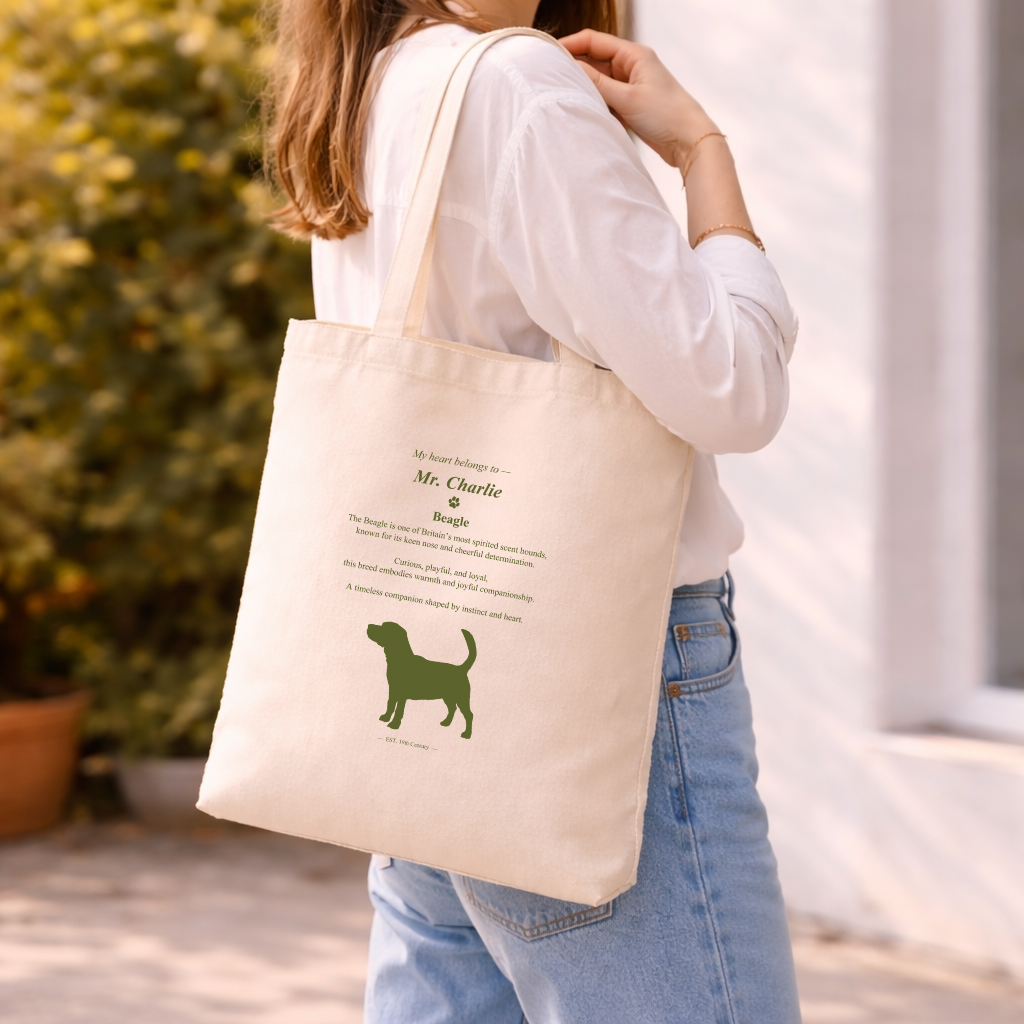 Personalized Beagle Canvas Tote Bag Dog Lover Gift Lifestyle