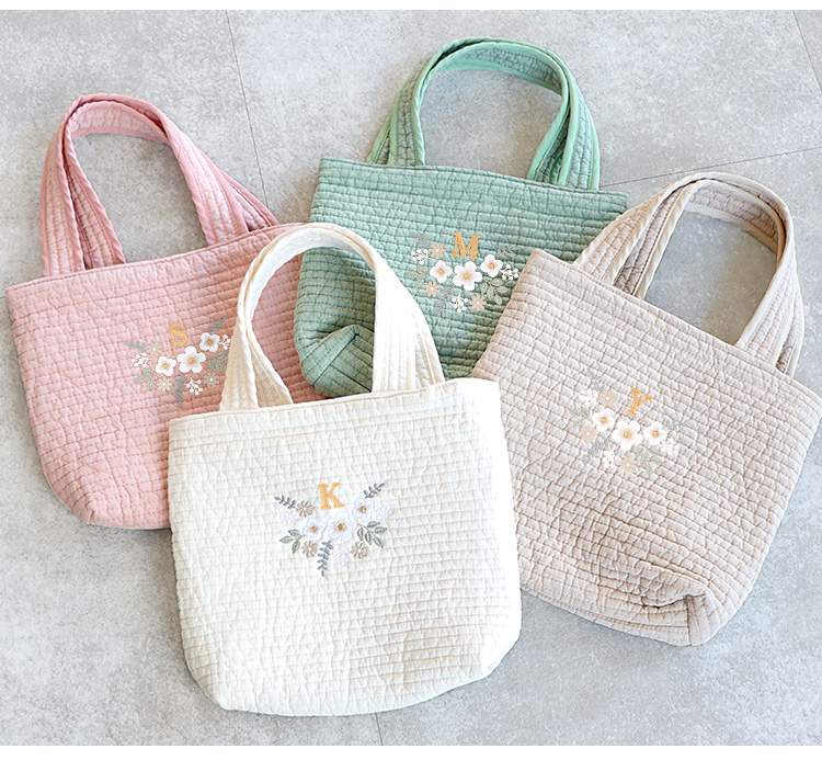 ヌビバッグ　サブバッグ　マザーズバッグ　イエロー　イブル　キルト　刺繍　習い事 楽天市場】ヌビバッグ 刺繍 名入れ 入園準備 イブル バッグ