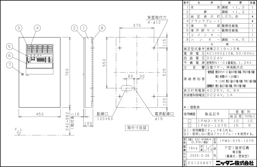 Ｐ型１級複合受信機（蓄積式） 壁掛型 1PM3-10Y5 ニッタン製 自動火災報知設備 : 1pm3-10y5 : 命一番堂 - 通販 -  Yahoo!ショッピング