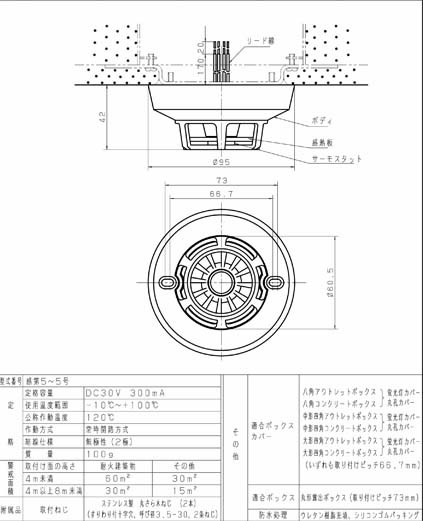 定温式スポット型感知器1種120℃防水型 BV4144K パナソニック製 【自動