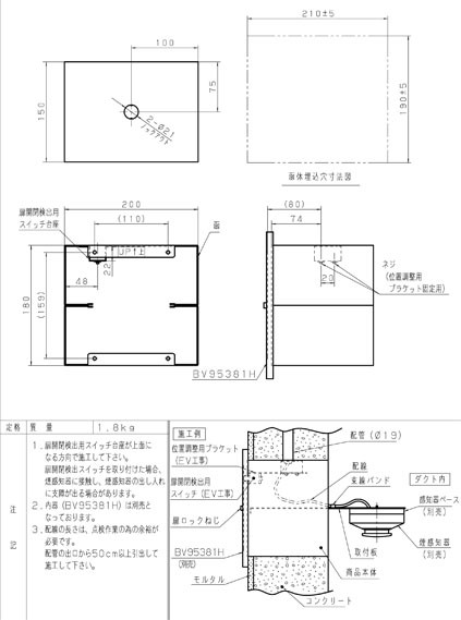 煙感知器点検ボックス壁型用埋込ボックス(扉開閉検出用スイッチ台座付) BV95351 パナソニック製 【自動火報報知設備】 : bv95351 :  命一番堂 - 通販 - Yahoo!ショッピング