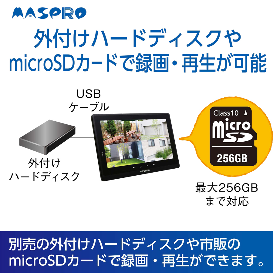 防犯カメラ 10.1インチモニター＆ ワイヤレスフルHDカメラセット