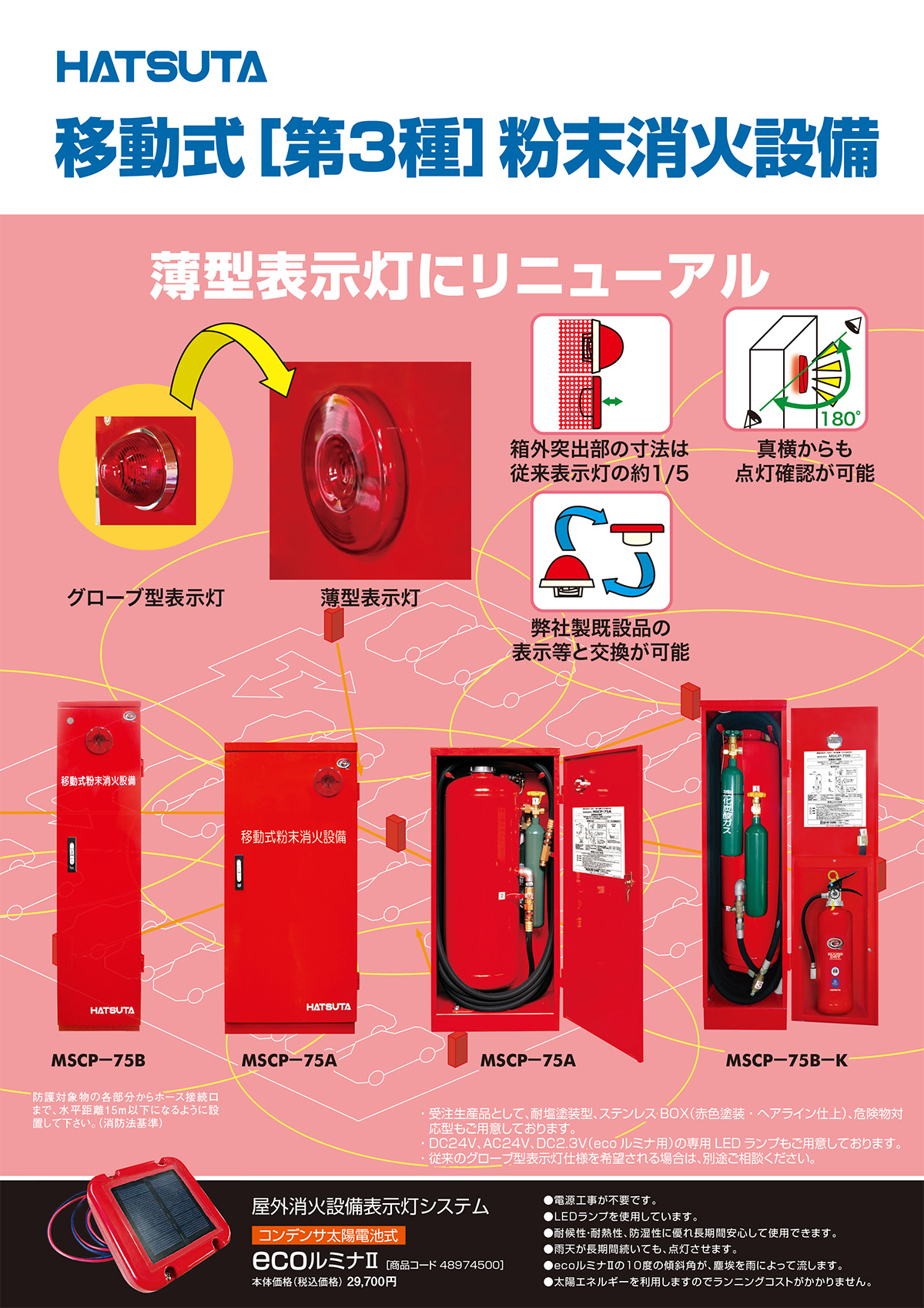 HATSUTA（ハツタ） 移動式粉末消火設備 MSCP-75B リサイクルシール別途