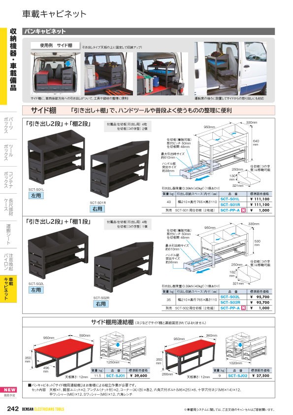 バンキャビネット（サイド棚） SCT-S02L 【車載用機材収納システム