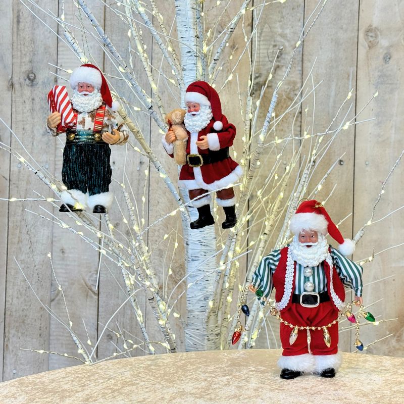 テディベアを抱えたサンタクロースのクリスマスオーナメント｜スタンド