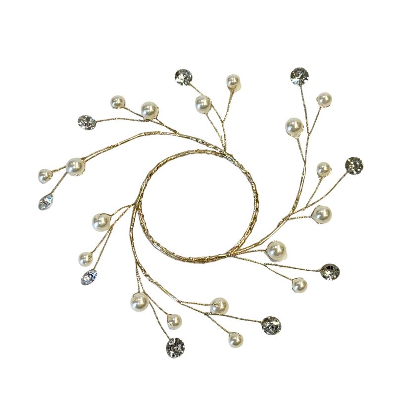 パール＆クリスタルデコレーションリース｜小ぶりで上品なインテリア