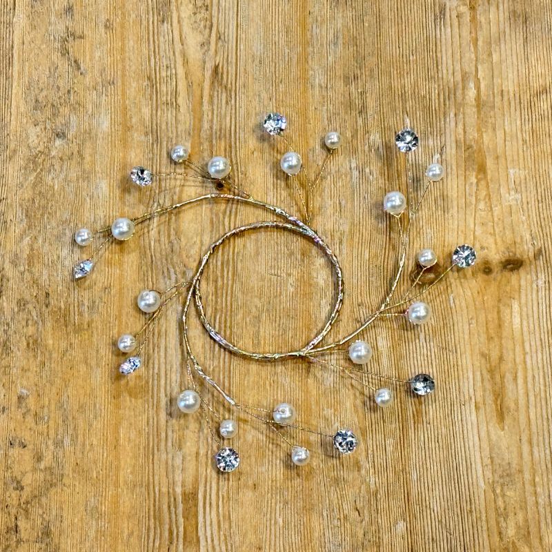 パール＆クリスタルデコレーションリース｜小ぶりで上品なインテリア