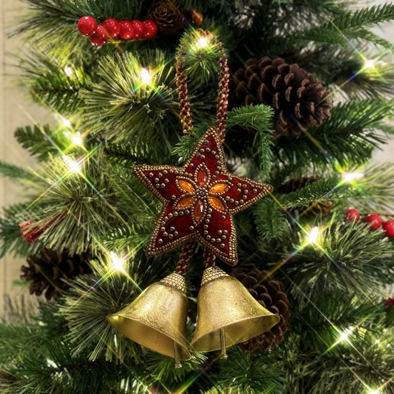 クリスマスベル 26cmメタルベルハンガー インド製 クリスマス装飾品